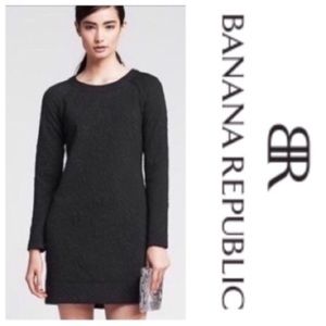 Banana Republic Black jacquard print Long sleeve dress